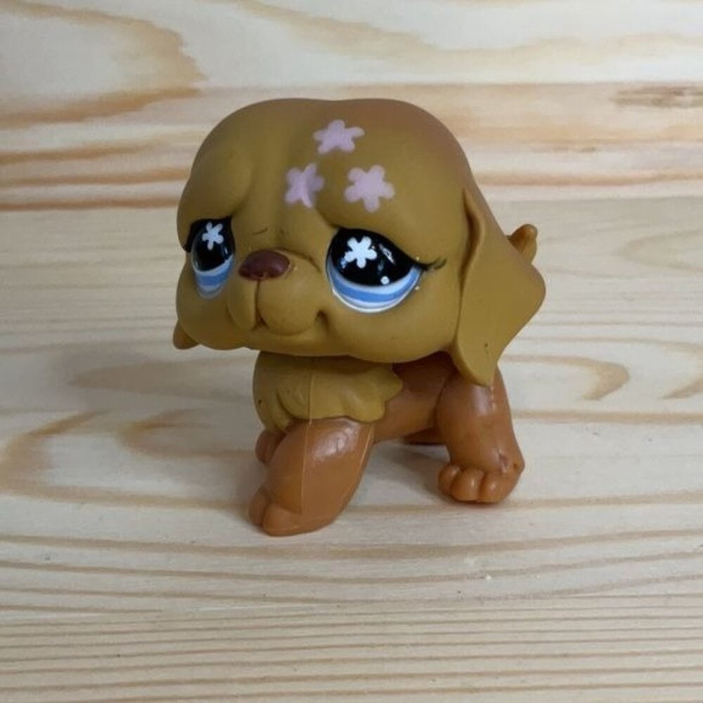 481 Littlest Pet Shop Brown St Bernard Dog With Stars Eyes Figure G2